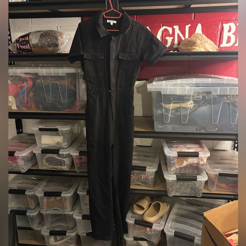 Good American fit for success black denim jumpsuit - Picture 2 of 14